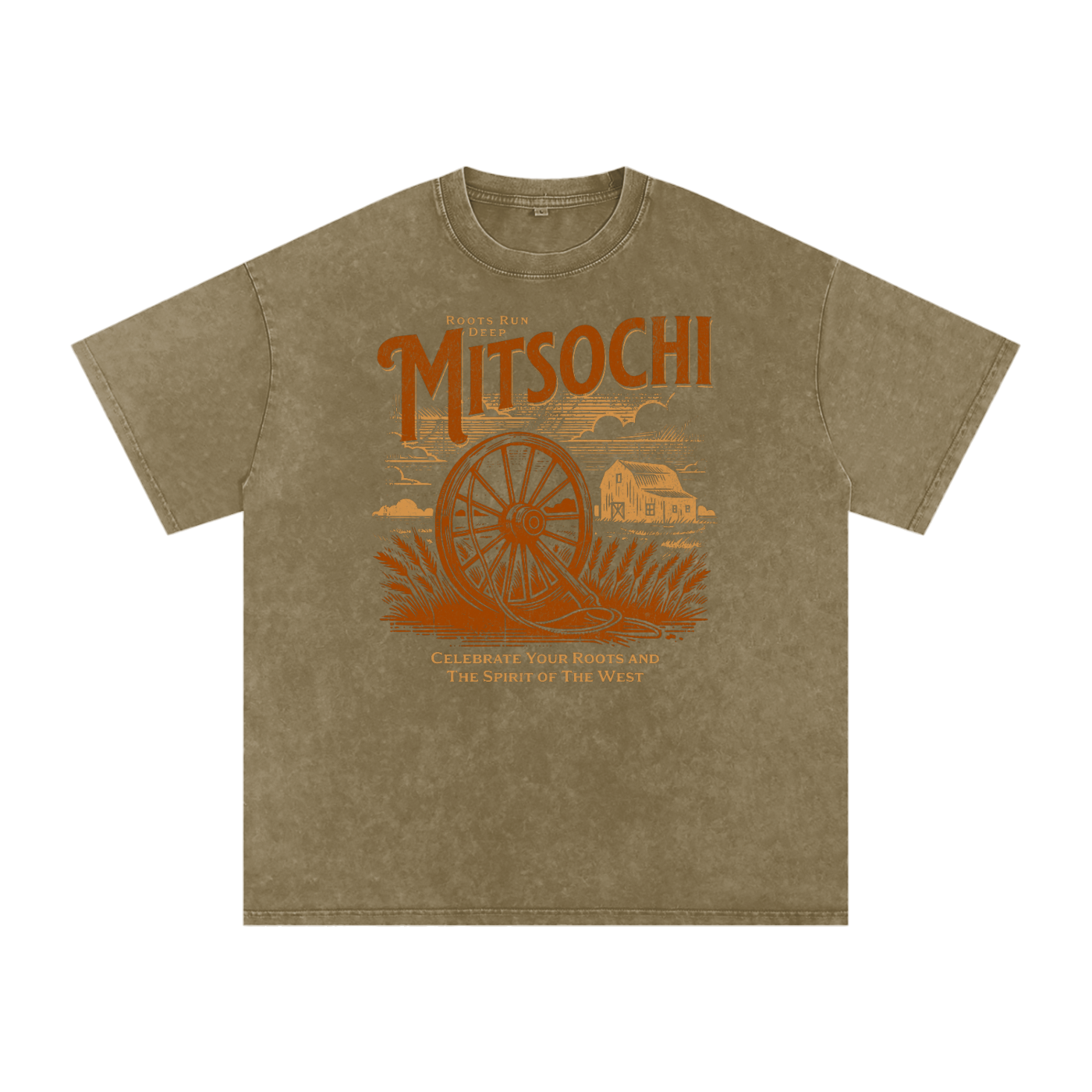 Unisex Snow-washed Golden Tranquility Oversized T-Shirt