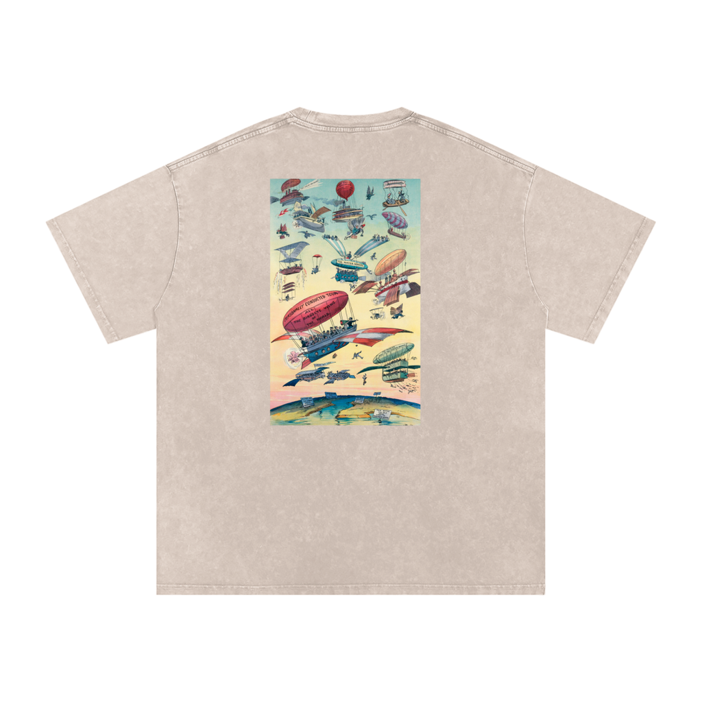 Unisex Snow-washed Sky Bound Sojourn Oversized T-Shirt