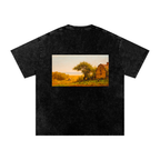 Unisex Snow-washed Golden Tranquility Oversized T-Shirt