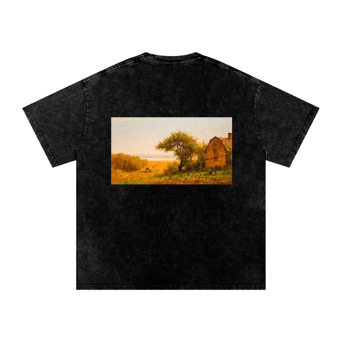 Unisex Snow-washed Golden Tranquility Oversized T-Shirt