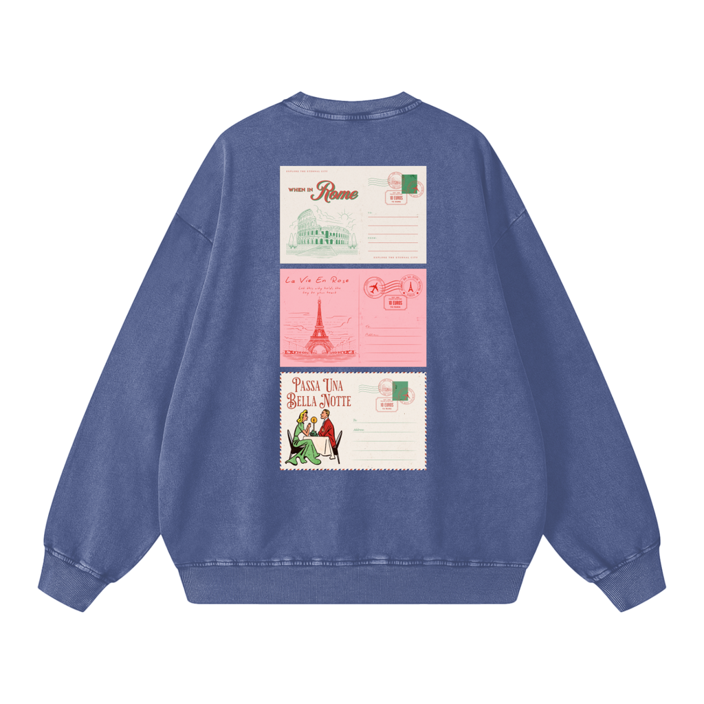 Unisex  Snow-washed Roman Vista Oversized Sweatshirt