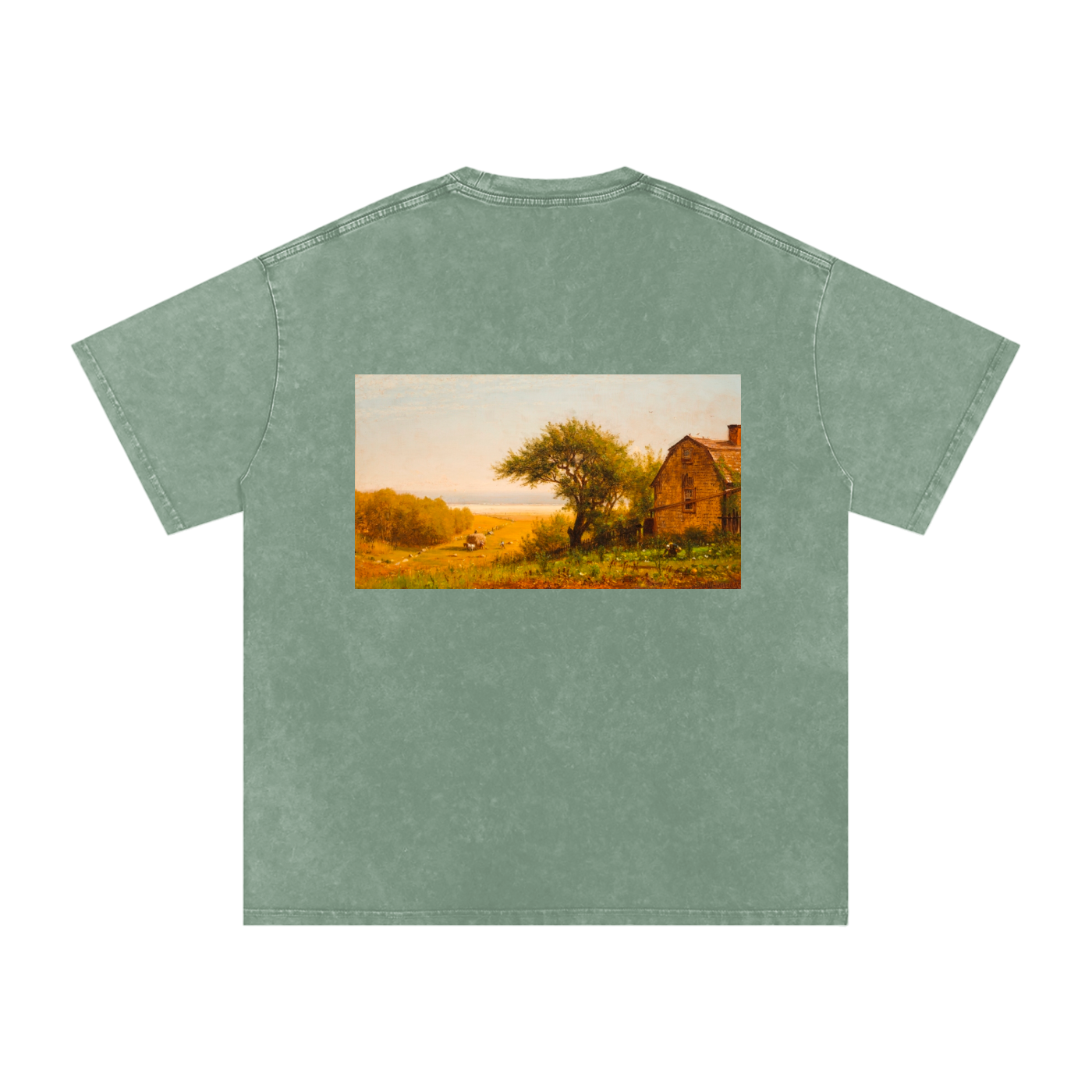 Unisex Snow-washed Golden Tranquility Oversized T-Shirt