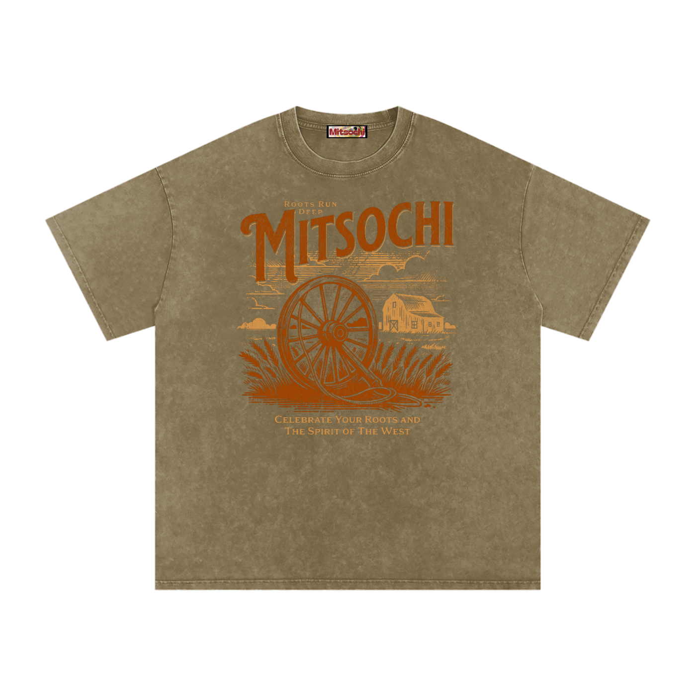 Unisex Snow-washed Golden Tranquility Oversized T-Shirt