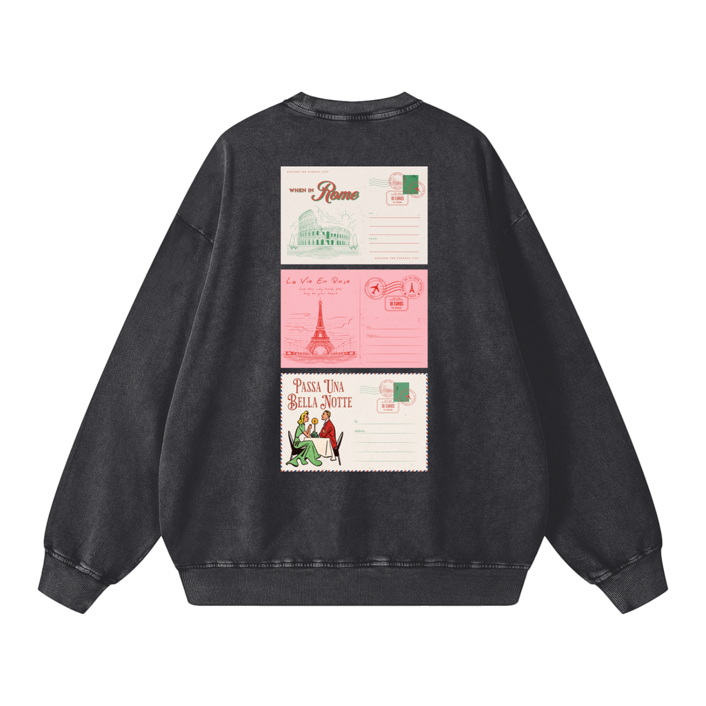 Unisex  Snow-washed Roman Vista Oversized Sweatshirt