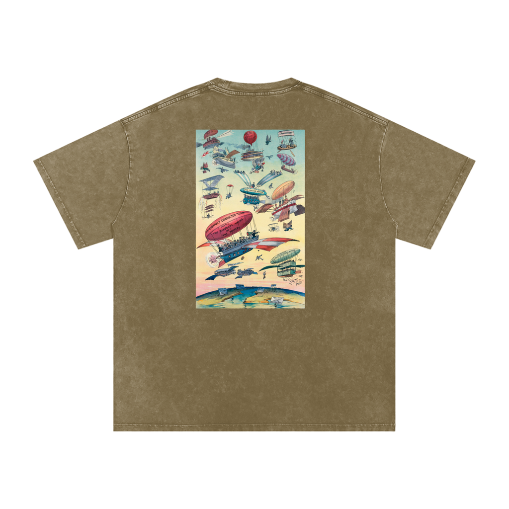 Unisex Snow-washed Sky Bound Sojourn Oversized T-Shirt