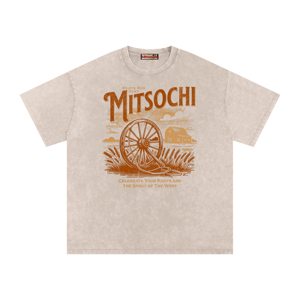 Unisex Snow-washed Golden Tranquility Oversized T-Shirt
