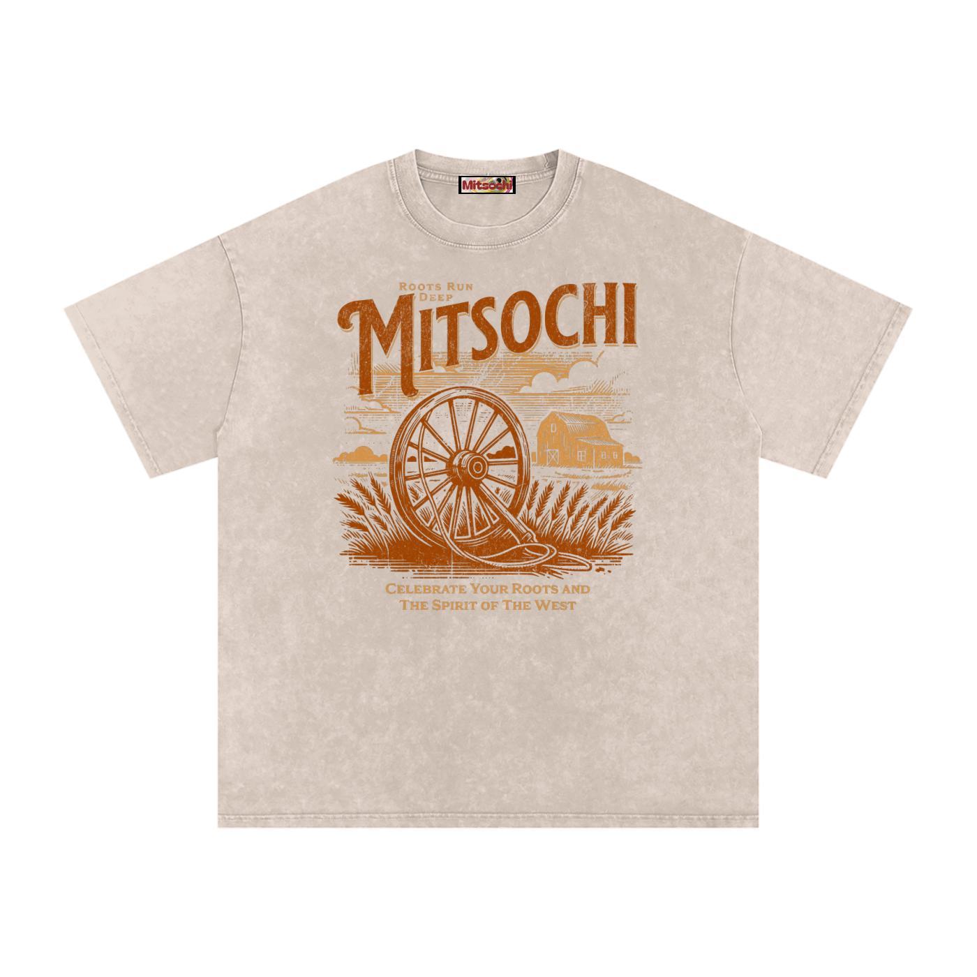 Unisex Snow-washed Golden Tranquility Oversized T-Shirt