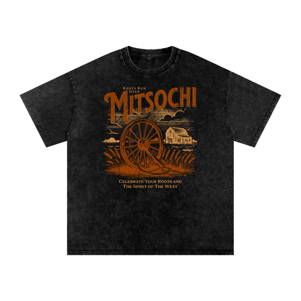 Unisex Snow-washed Golden Tranquility Oversized T-Shirt