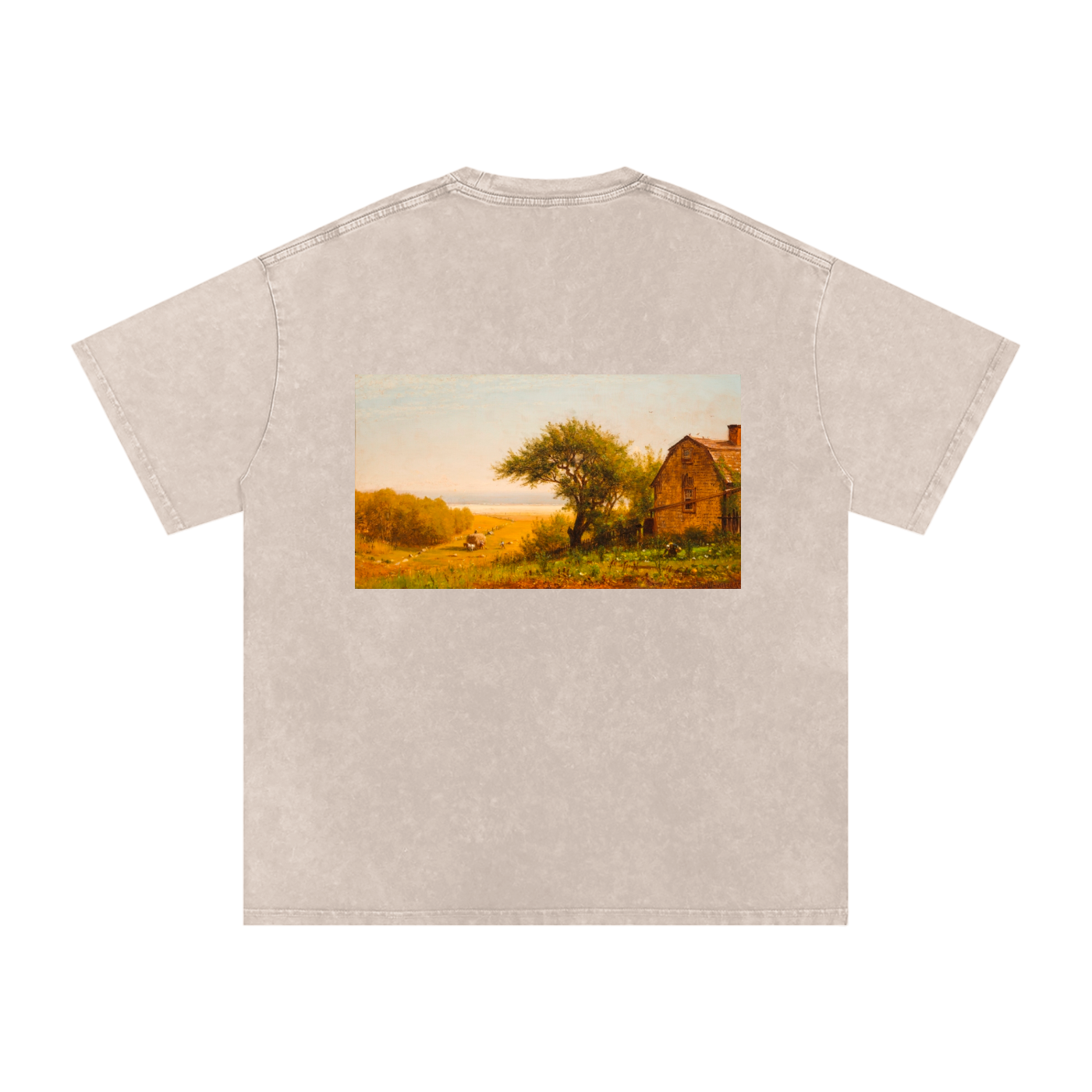 Unisex Snow-washed Golden Tranquility Oversized T-Shirt