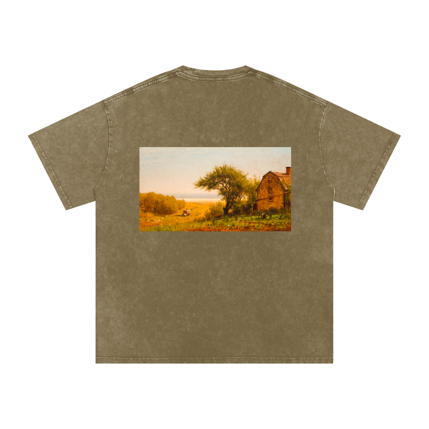 Unisex Snow-washed Golden Tranquility Oversized T-Shirt