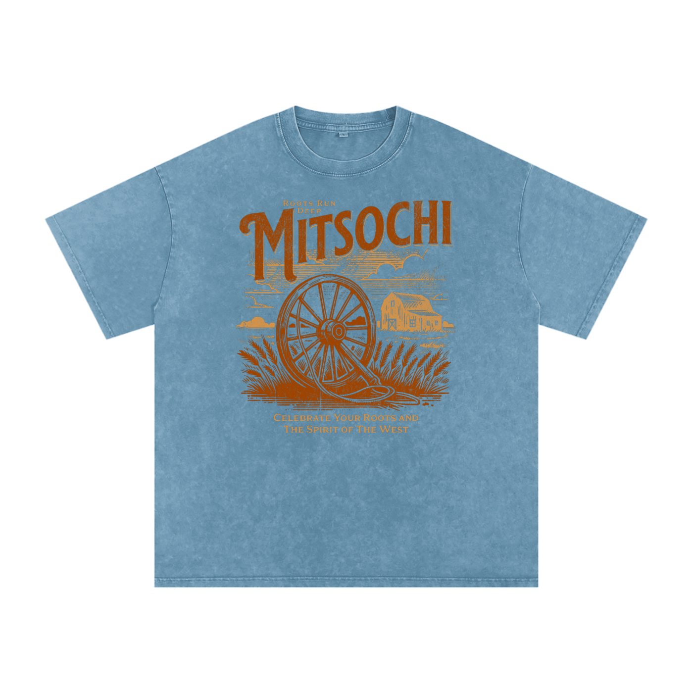 Unisex Snow-washed Golden Tranquility Oversized T-Shirt