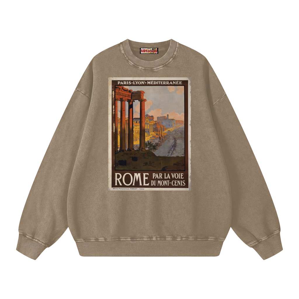 Unisex  Snow-washed Roman Vista Oversized Sweatshirt