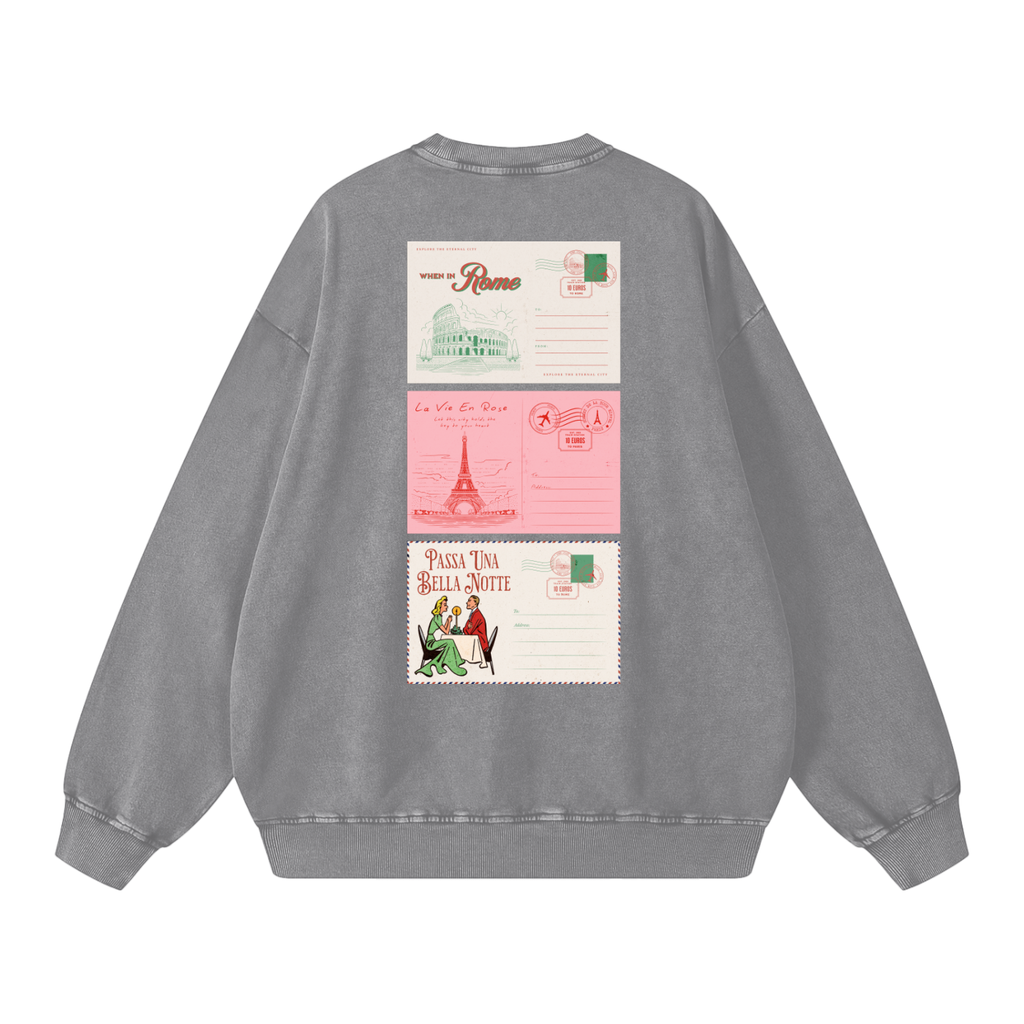 Unisex  Snow-washed Roman Vista Oversized Sweatshirt