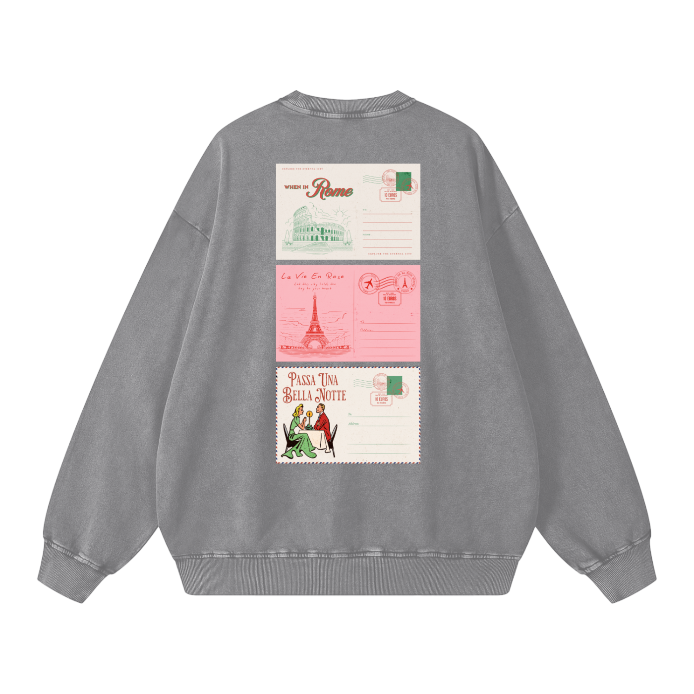 Unisex  Snow-washed Roman Vista Oversized Sweatshirt